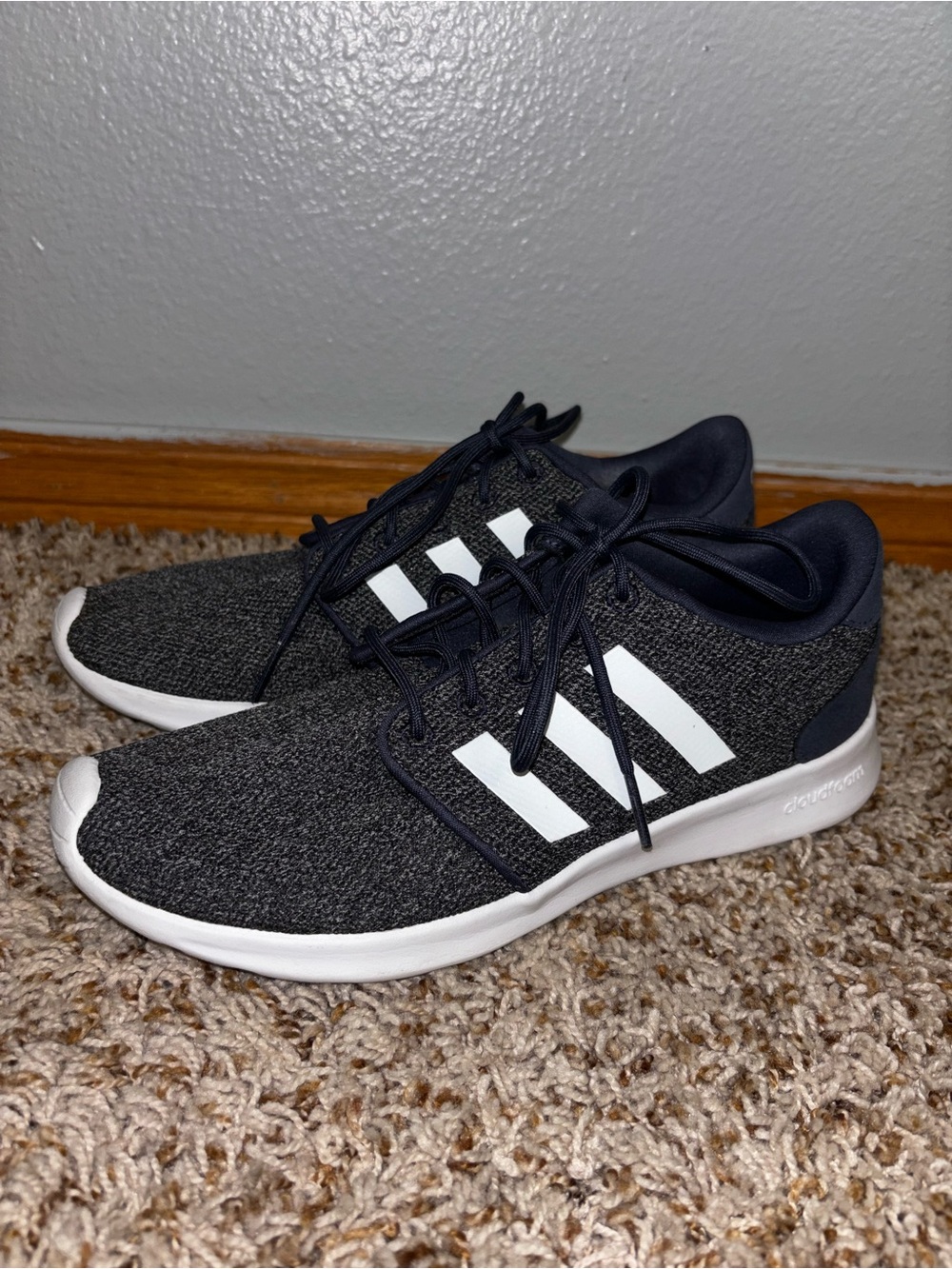 adidas Gray and White Knit Lace-Up Sneakers